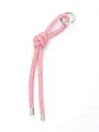 Portachiavi a cinturino in corda di denim intrecciata rosa con anello e punte in metallo argento - Nuovo Stile (Portachiavi Intrecciato) / Arancio Mattone