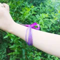 Set of five purple slim jelly bangles with a decorative purple ribbon bow - 5 Pieces / Purple (7#)