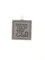Vintage square alloy pendant with letter E and textured background for DIY jewelry. - Vintage Square Letter E (40297)