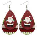 Boucles d'oreilles de Noël en similicuir en forme de goutte avec motif Père Noël - Red Santa Claus (10252)