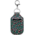 Portable hand sanitizer bottle holder keychain with American football pattern faux leather - Green Football Pattern (BGJG05-2)
