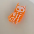 Detailansicht der orangefarbenen Halloween-Haarklammer aus Acryl mit Skelettkatze - Skelett Katze (ZY2170) / Orange