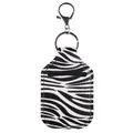 Zebra print leather hand sanitizer holder keychain with silver alloy clasp - Zebra Print (BGJG05-13)