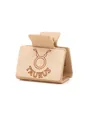 Elegante minimalistische Taurus sterrenbeeld haarklem met lasergegraveerde microvezel patch - Stier / Beige
