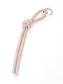 Cinturino portachiavi in denim intrecciato oro con anello argento e punte lucide - Nuovo Stile (Portachiavi Intrecciato) / Zenzero di Sabbia