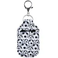 Portable soccer pattern PU leather hand sanitizer bottle holder keychain with silver clip - Classic Soccer Pattern (BGJG05-4)