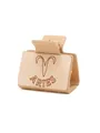 Minimalistische beige haarklem met lasergegraveerde Ram-sterrenbeeld patch erop - Ram / Beige