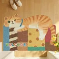 Simpatico zerbino con gatto rosso per ingresso con design patchwork multicolore - 40*60cm / Gatto Arancione