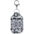 Baseball pattern leather pouch for hand sanitizer bottle with sturdy metal keychain hook - Baseball Pattern (BGJG05-1)