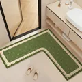 Soft L-shaped green absorbent bathroom mat with non-slip diatom mud texture for sink area - 60*60*25cm (Regular Diatomaceous Earth) / Lush Green L-Shaped