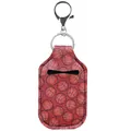Sports basketball pattern leather hand sanitizer gel keychain holder with silver metal clasp - Basketball Pattern (BGJG05-12)