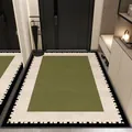 French style loop pile entryway mat with green center and geometric border - 50*80cm / Green Loop Marks (LCL)