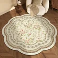 Elegant vintage round floral rug with scalloped edges for living room and bedroom decor - Nanyang Floral (Scalloped Edge)