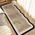 Elegant French-style vintage floral loop pile bedside rug with unique wavy black borders - 40*80cm / French Chic