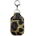 Stylish leopard print leather hand sanitizer holder with silver alloy keychain - Dark Leopard Print (BGJG05-10)