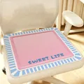Cojín de silla de lino sintético rosa transpirable con bordado Sweet Life para oficina - 40x40cm / Azul Pálido