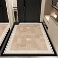 Modern loop pile entrance door mat with geometric wood grain pattern for hallway decor - Wood Grain Brown (NGZ) / 50*80cm
