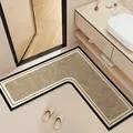 Modern L-shaped brown bathroom mat with absorbent diatom mud texture for sink corners - 60*60*25cm (Regular Diatomaceous Earth) / Brown Coffee L-Shaped