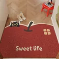 Apple shaped entrance door mat with cute black cat design and Sweet Life text print - 40x60cm / Apple Cat