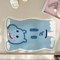 Linda alfombra de baño absorbente de tierra de diatomeas de hipopótamo azul antideslizante - 40x60cm (Estándar) / Hipopótamo
