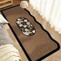 French style floral loop pile bedside runner rug with elegant wavy edge for bedroom - 40*80cm / Sunlit Refinement