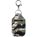 Camouflage pattern leather sanitizer bottle holder keychain with metal clasp. - Jungle Camouflage (BGJG05-9)