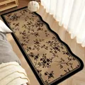 Elegant French vintage runner rug with boucle floral pattern for bedroom bedside floor decor - 40*80cm / Amber Branch