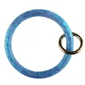 Stylish blue glitter silicone wristlet keychain ring with a durable gold carabiner. - Blue