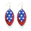 Multilayer Independence Day PU leather earrings with American flag star glitter design - USA Flag Theme Waterdrop Style (10896)