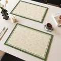 Elegante mantel individual de estilo vintage francés en verde y crema con flores - 30*40cm / Borde Verde Colgante