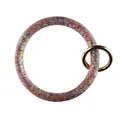 Glitter silicone O-ring keychain bracelet with shiny sequins and gold spring ring - AB Color