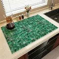 Emerald green mosaic patterned absorbent leather mat for kitchen countertop protection - 30x30cm (Square) / Dark Green