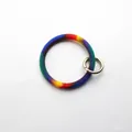 Portachiavi bracciale ad anello in silicone arcobaleno con molla dorata - Stile Cerchio / Arcobaleno (BGGJ18-15)