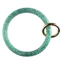 Portachiavi a bracciale in silicone glitter verde con anello in metallo dorato - Verde chiaro