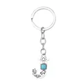 Vintage silver letter J keychain featuring turquoise stone and western style motifs - Letter J / 20122