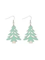Mintgrüne Weihnachtsbaum-Ohrringe aus Holz mit Ausschnitten für festliche Partys - Minzgrüner Hohler Weihnachtsbaum (12265)
