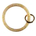 Portachiavi a cerchio in silicone glitterato con paillettes dorate e gancio in metallo - Oro