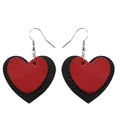 Double layered red and black heart leather earrings with silver fishhook wires. - Red & Black Double Heart Style (9#)