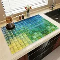 Absorbent leather mat with colorful mosaic tile pattern for kitchen sink countertop - 30x30cm (Square) / Gradient Lake Blue