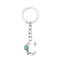 Western style alloy letter C keychain featuring turquoise bead and cowboy boot engravings - Letter C / 20123