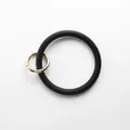 Portachiavi bracciale ad anello in silicone nero con moschettone in metallo dorato per DIY - Stile Cerchio / Nero (BGGJ18-01)