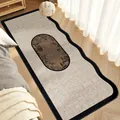 Vintage French style floral loop pile runner rug with black wavy borders for bedroom - 40*80cm / Dark Reflection