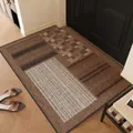 Vintage style brown geometric doormat with anti-slip loop pile for home entryway décor - 40*60cm / Ancient Pattern