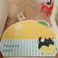 Semi-circle cute cat lemon door mat with peaceful heart text for entryway - 40x60cm / Lemon Cat