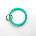 Portachiavi a bracciale in silicone verde con moschettone dorato per accessori fai da te - Stile Cerchio / Verde (BGGJ18-12)