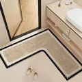 L-shaped non-slip diatom mud bathroom mat with absorbent quick-dry finish in beige. - 60*60*25cm (Regular Diatomaceous Earth) / Cool Brown L-Shape