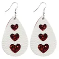 White lychee leather teardrop earrings with red glitter hearts for Valentine's Day - White Litchi Grain Sequin Heart Style (13#)