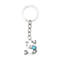 Bohemian alloy letter S keychain featuring turquoise stone and floral engravings - 20126