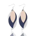 Elegant multi-layered S-shaped leaf drop earrings made of premium PU leather material - Triple-Layer S-Shaped Leaf Style (11295)
