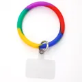 Cinturino per telefono ad anello in silicone arcobaleno con chiusura in metallo e gancio - Stile Cerchio / Arcobaleno (20477)